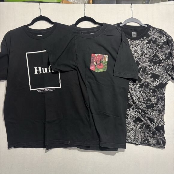Huf Worldwide T-Shirt Vintage Mens Large & XL Lot Of 3 Y2K Skater Surf Retrocore - Picture 1 of 16